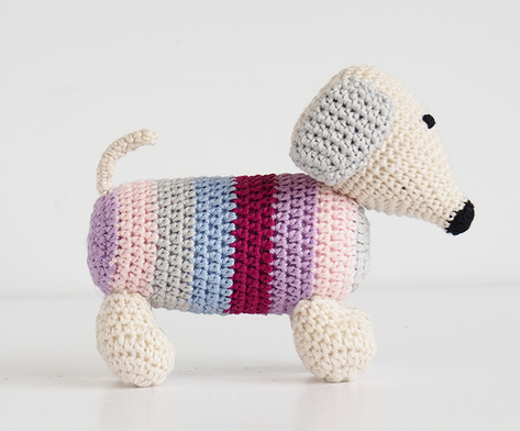 Set of 2- Hand Crocheted Dachshund Dogs (blues or pinks) Support Fair Trade for Artisans - Give Back Goods