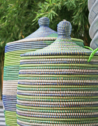 Prayer Mat Hamper Storage Basket - Blue/Green - Fair Trade- Eco-Friendly - Give Back Goods