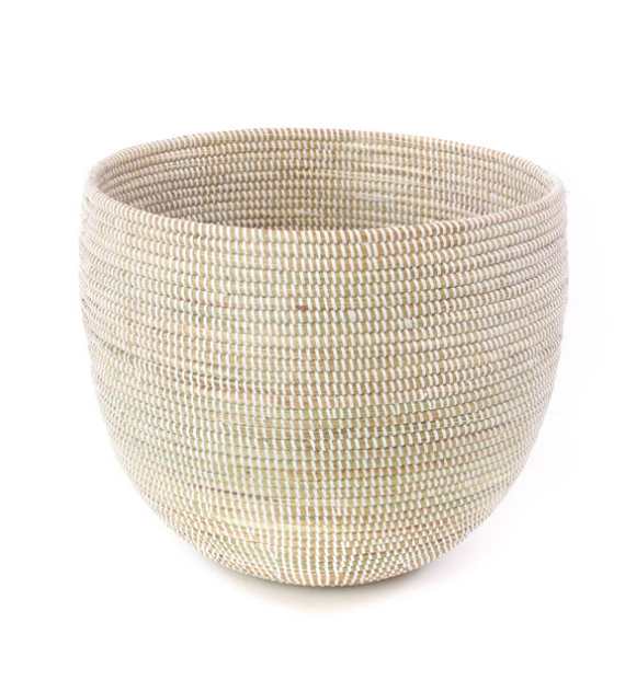 Set of Two Handwoven Cattail Nesting Baskets (White or Brown), Fair Trade - Give Back Goods