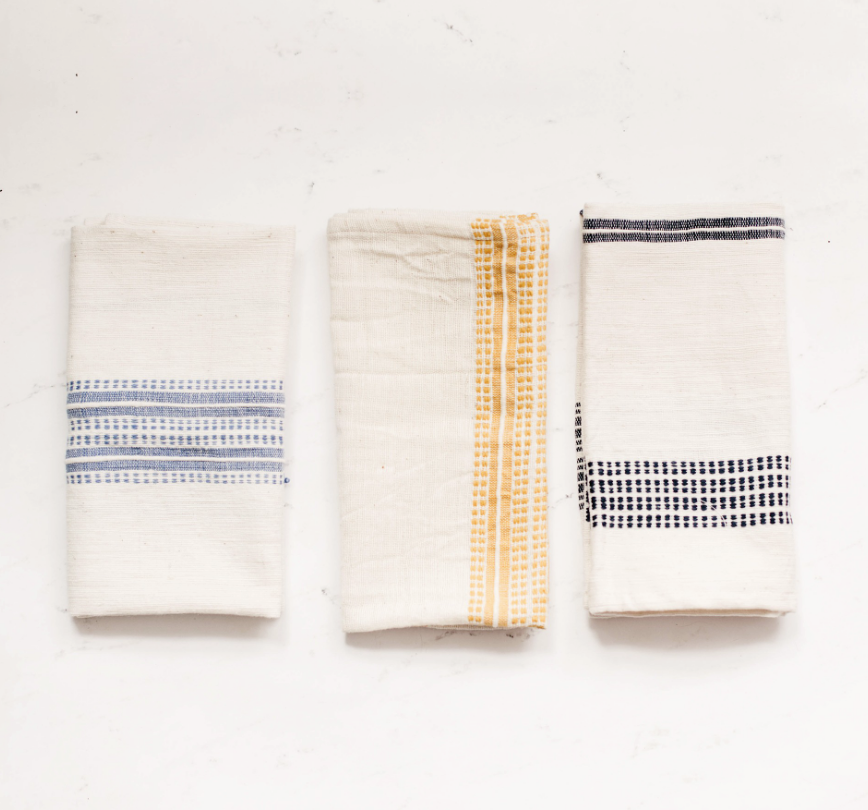 Set of 4- Hand Woven Ethiopian Cotton Dinner Napkins- Eco-Friendly, Fair Trade - Give Back Goods