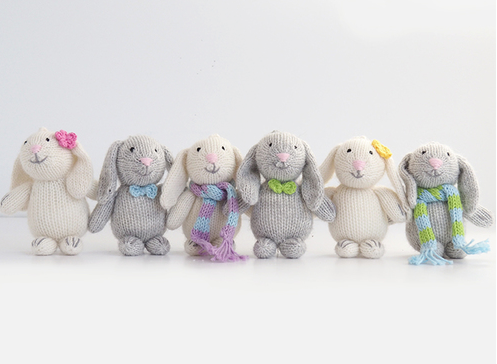 Set of Hand knit Bunny Ornaments,  Fair Trade - Give Back Goods