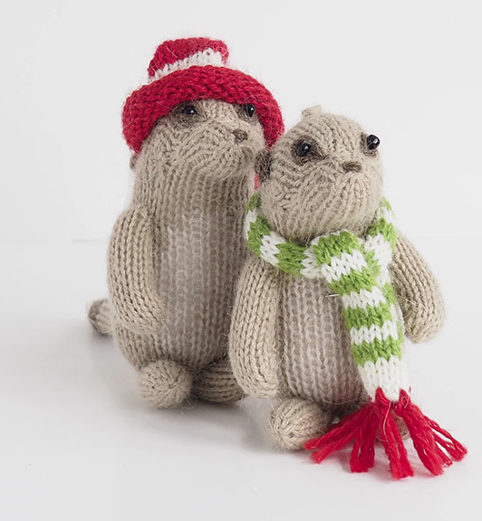 Set of 2  Hand Knit Meerkat Christmas Ornaments,  Fair Trade - Give Back Goods