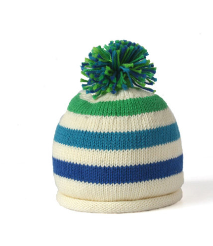 Handmade Cotton Knit Striped Baby/Toddler StripedHat with Pom - Fair Trade - Give Back Goods