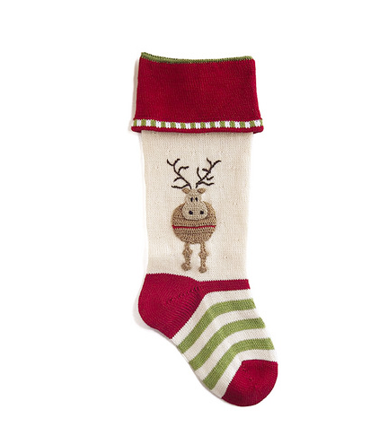 Hand Knit Reindeer Christmas Stocking, Fair Trade - Give Back Goods