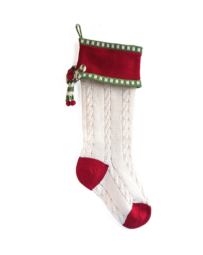 Hand made Cable Christmas Stocking- Fair Trade- Supports Artisan Women in Armenia - Give Back Goods