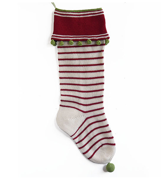 Hand Knit Thin Red Stripe Christmas Stocking, Fair Trade, Support Women in Armenia - Give Back Goods