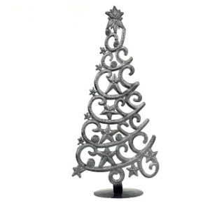 Handcrafted Tabletop Christmas Tree- Made From Steel Drums in Haiti- Fair trade - Give Back Goods