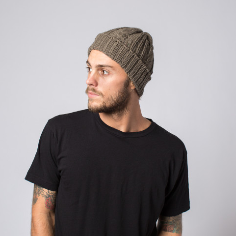 Handmade Chunky Cable Knit Wide Cuff Men & Women's Reed Beanie Hat- Fair Trade - Give Back Goods