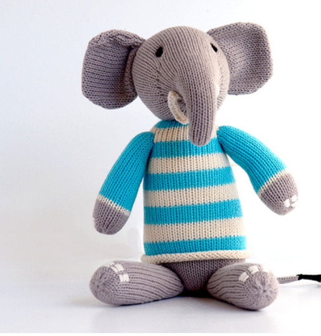 Hand Knit Cotton Elephant Stuffed Animal  - Support Fair Trade for Artisans - Give Back Goods