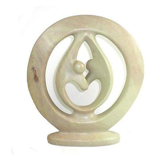 10" Handcrafted Soapstone Lovers Embrace Heart Sculpture - Fair Trade, eco-friendly - Give Back Goods