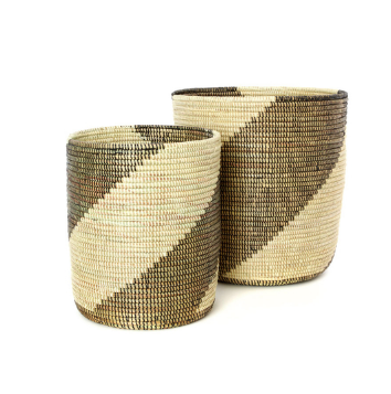Set of 2 Handwoven Cattail Nesting Swirl Storage Baskets, Fair Trade - Give Back Goods