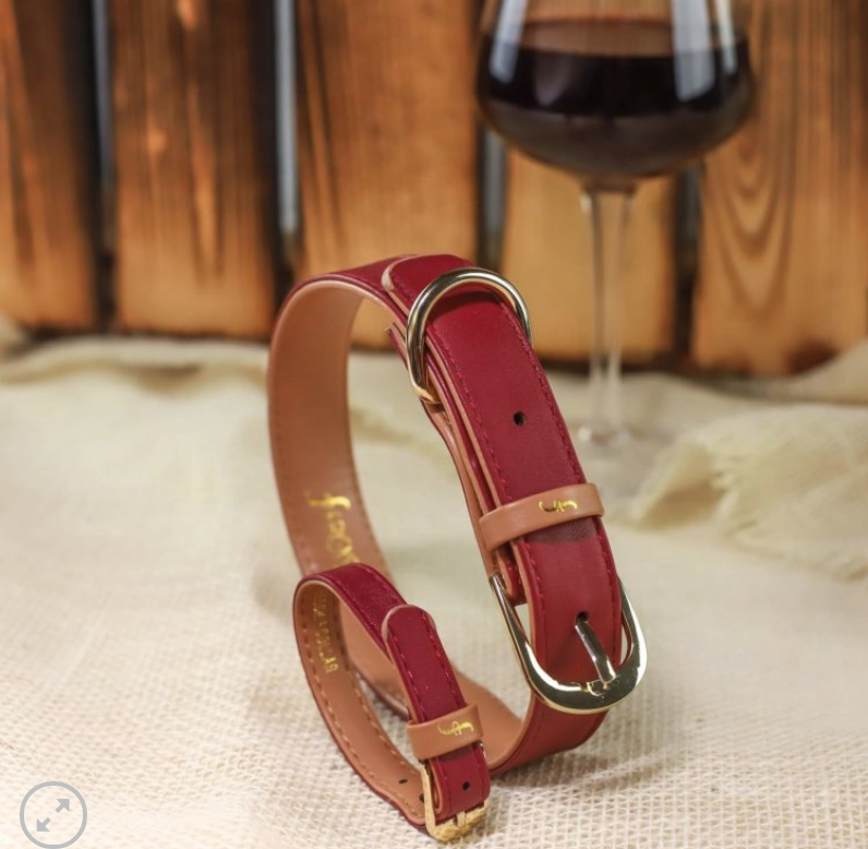 Classic Bordeaux Dog Collar and Matching Bracelet For You! - Vegan - Feeds 4 shelter pups! - Give Back Goods