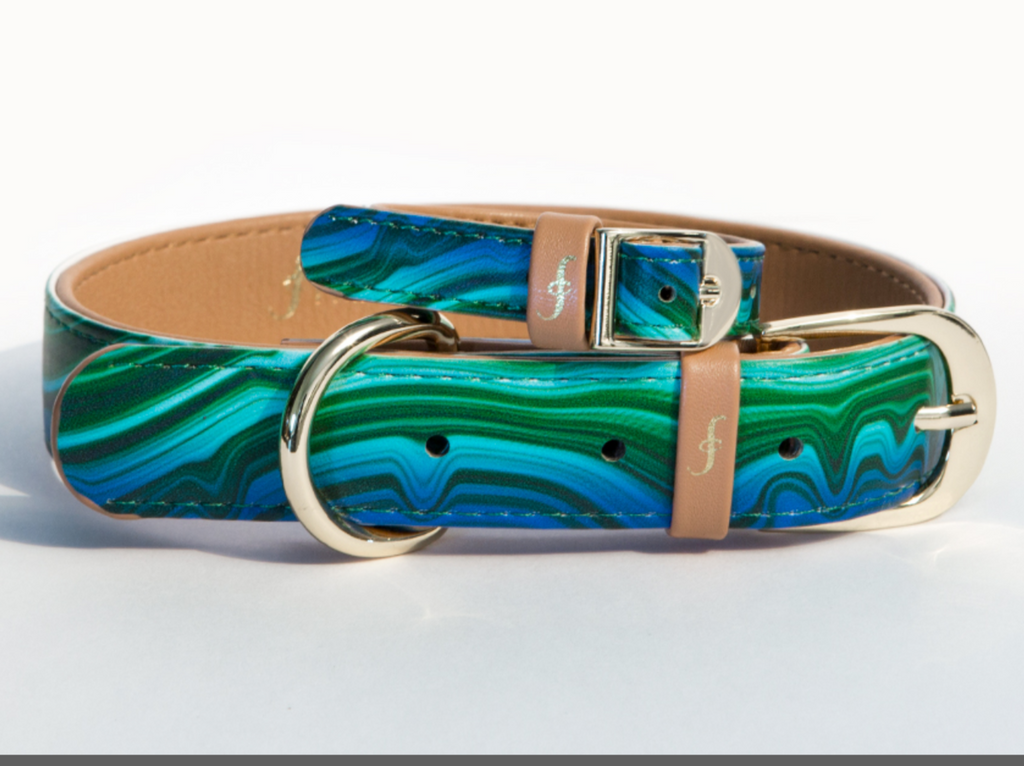 Malachite Dog Collar and Matching Bracelet For You! - Vegan - Feeds 4 shelter pups! - Give Back Goods