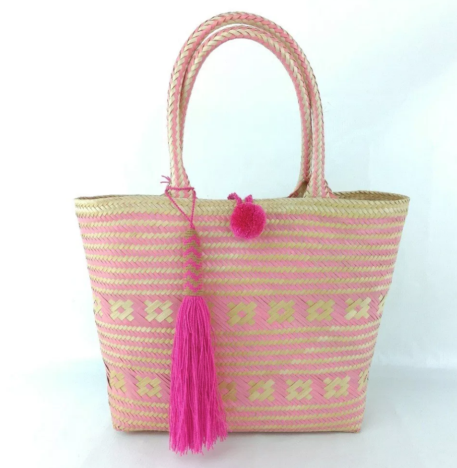 Pink Wayuu Basket Bag, one of a kind, Fair Trade & Hand Crafted - Give Back Goods