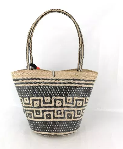 Wayuu Basket Bag - one-of -a kind -  Black & Natural - Hand Crafted- Fair Trade - Give Back Goods