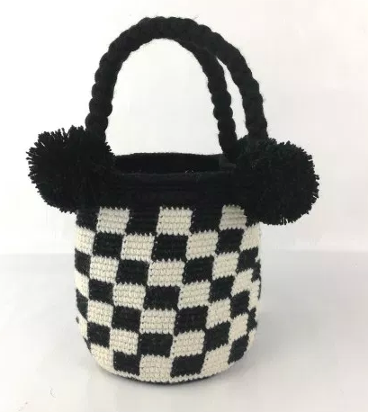 Mini Wayuu Bag, one of a kind, Hand Crafted & Fair Trade, Black & Natural - Give Back Goods