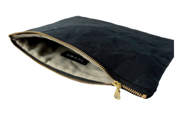 Waxed Organic Repurposed Canvas Clutch Bag- Cobalt, Black, Olive & Hot Pink- Saves Landfill Space - Give Back Goods