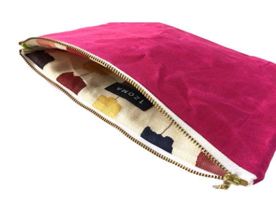 Waxed Organic Repurposed Canvas Clutch Bag- Cobalt, Black, Olive & Hot Pink- Saves Landfill Space - Give Back Goods