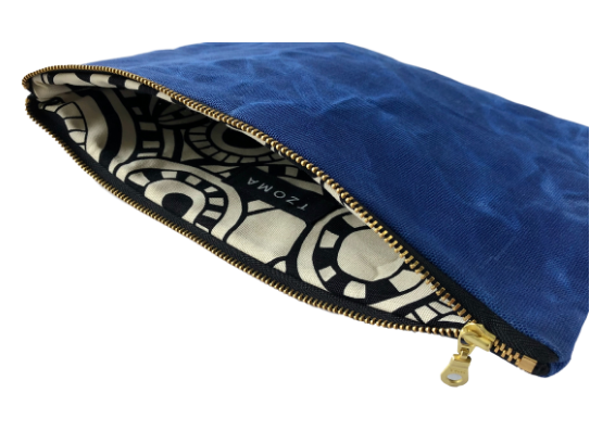 Waxed Organic Repurposed Canvas Clutch Bag- Cobalt, Black, Olive & Hot Pink- Saves Landfill Space - Give Back Goods