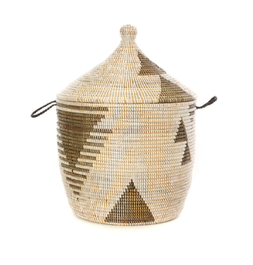 Black & White Tribal Decorative Storage Basket- Fair Trade-Eco-Friendly - Give Back Goods