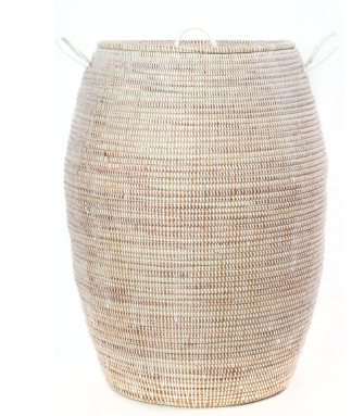 Tall White Bongo Hamper Laundry Storage Basket- Fair Trade-Eco-Friendly- Handmade - Give Back Goods