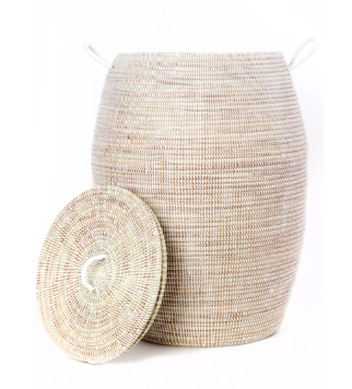 Tall White Bongo Hamper Laundry Storage Basket- Fair Trade-Eco-Friendly- Handmade - Give Back Goods