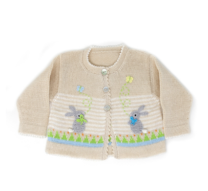 Handmade Knit Baby/ Toddler Easter Bunny Cardigan, Fair Trade - Give Back Goods
