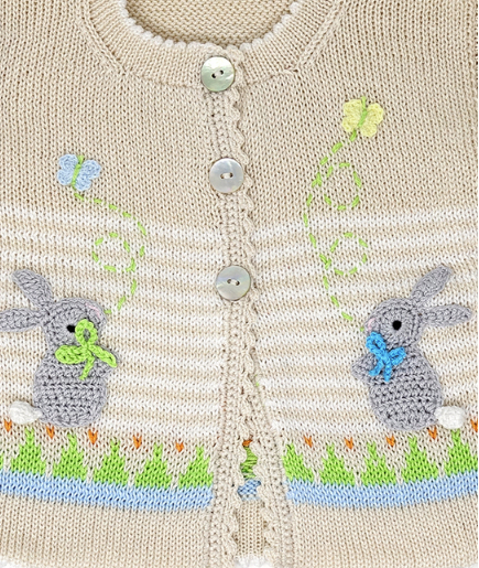 Handmade Knit Baby/ Toddler Easter Bunny Cardigan, Fair Trade - Give Back Goods