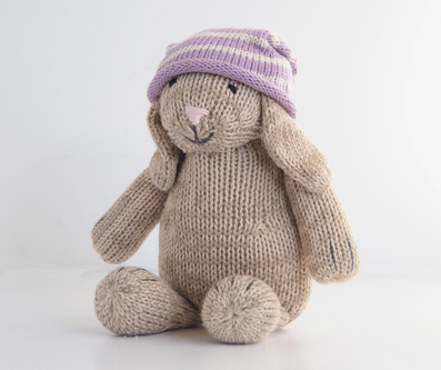 Hand Knit Sitting Bunny Stuffed animal - Support Fair Trade for Artisans - Give Back Goods