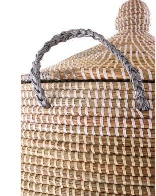 African Handwoven Hamper Storage Basket, Grey and Cream, Fair Trade, Eco-Friendly - Give Back Goods