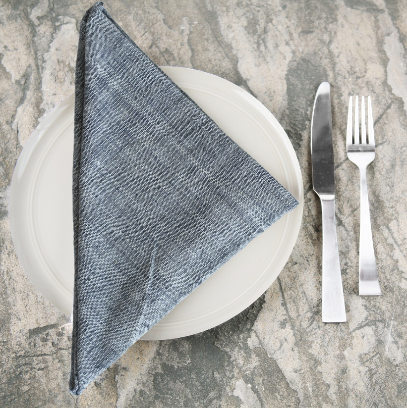 Set of 4 Hand Woven Ethiopian Cotton Petra Dinner Napkins- Navy or Beige, Eco-Friendly, Fair Trade - Give Back Goods