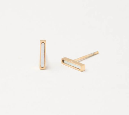 Gold Bar & Mother of Pearl Stud Earrings, Give freedom & create careers for exploited girls & women! - Give Back Goods