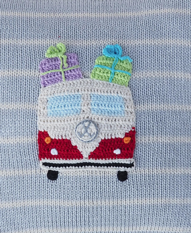 Hand Knit Grey Holiday & Christmas Pillow with VW & Presents, Fair Trade - Give Back Goods