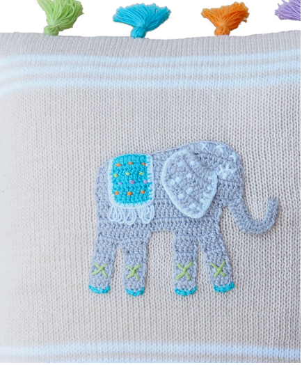 Elephant Tassel Baby Pillow, Handmade, Fair Trade - Give Back Goods