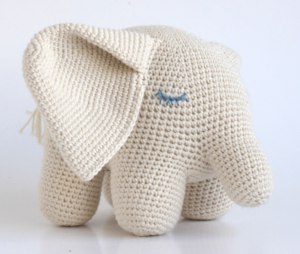 Organic Cotton Hand Knit Large Elephant, Support Fair Trade Artisans - Give Back Goods