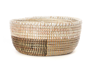 Set of Three Handwoven Brown & White Nesting Sewing Baskets, Fair Trade - Give Back Goods