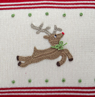 14 x14 Hand Knit Reindeer Christmas Pillow, Fair Trade - Give Back Goods