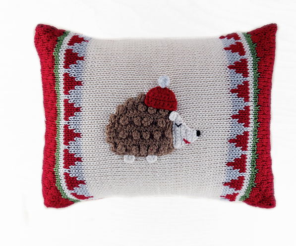 Hand Knit mini Hedgehog Christmas Pillow, Fair Trade - Give Back Goods