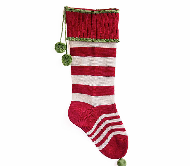 Hand Knit Red Stripe Christmas Stocking, Fair Trade, Support Women in Armenia - Give Back Goods