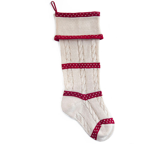 Hand Knit Cable Christmas Stocking, Fair Trade, Support Women in Armenia - Give Back Goods