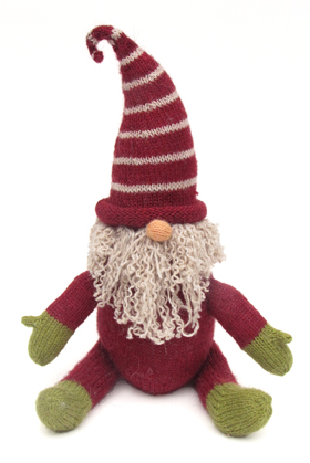 Hand Knit 13" Sitting Christmas Gnome, Fair Trade - Give Back Goods