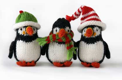 Set of 3 Hand knit Puffin Ornaments,  Fair Trade - Give Back Goods