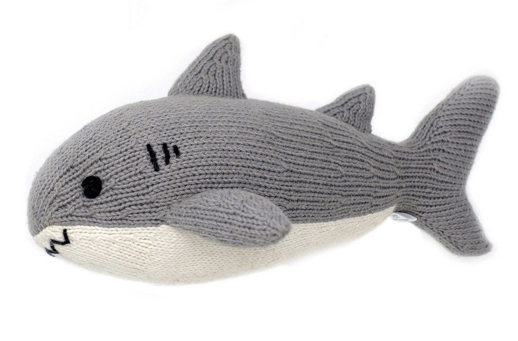 Hand Knit Shark Stuffed Animal, Support Fair Trade Artisans - Give Back Goods