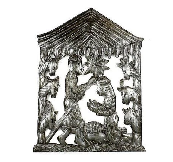 Handcrafted Metal Nativity Scene, Made From Steel Drums in Haiti, Fair trade - Give Back Goods