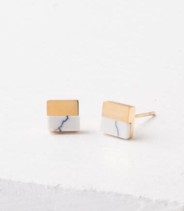 White Turquoise Howlite Stud Earrings, Give freedom & create careers for exploited girls & women! - Give Back Goods