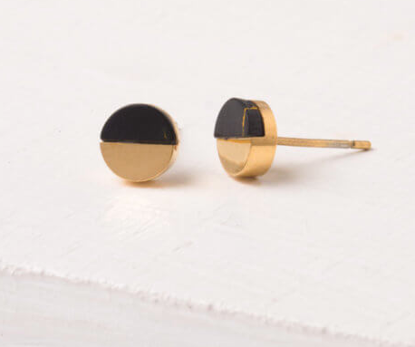 Black Turquoise Round Stud Earrings, Give freedom & create careers for exploited girls & women! - Give Back Goods