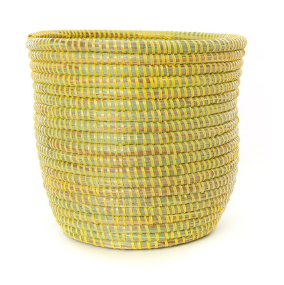 Set of 3 Handwoven Yellow Planter Baskets, Fair Trade, Eco-Friendly - Give Back Goods