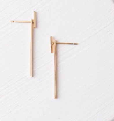 Gold Bar Dangle Stud Earrings, Give freedom to exploited girls & women! - Give Back Goods