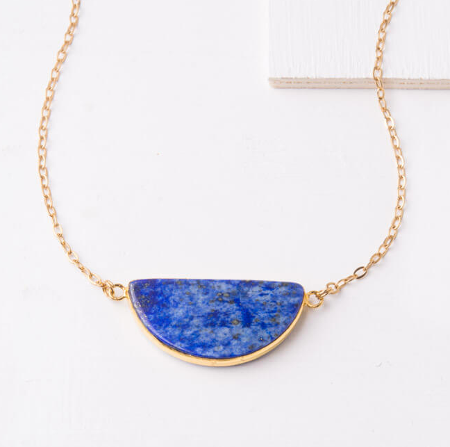 Blue Lapiz Lazuli Pendant Necklace, Give freedom & careers to exploited women! - Give Back Goods