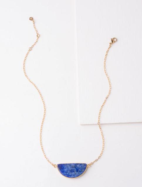 Blue Lapiz Lazuli Pendant Necklace, Give freedom & careers to exploited women! - Give Back Goods